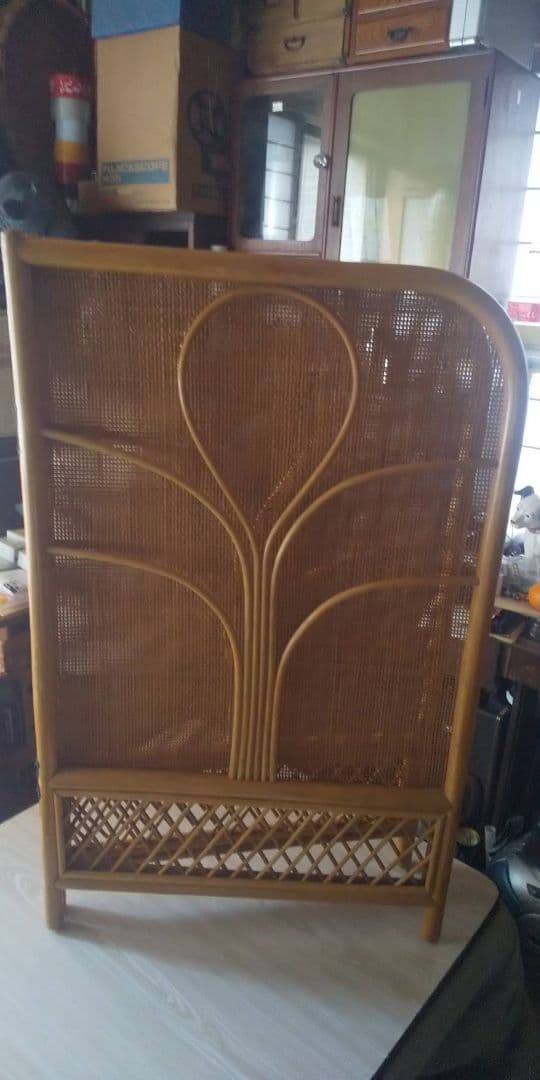 ラタン衝立2枚折り(昭和レトロ)